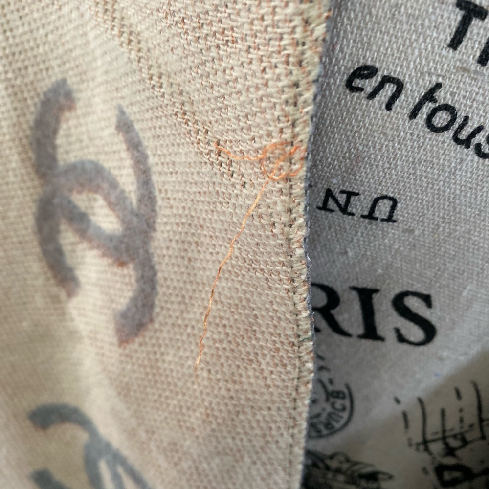 CHANEL Beige and Black Logo Scarf - Picture 7 of 12
